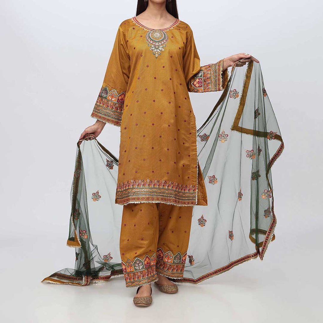 3PC- Embellished Khadi Net Suit PF3018