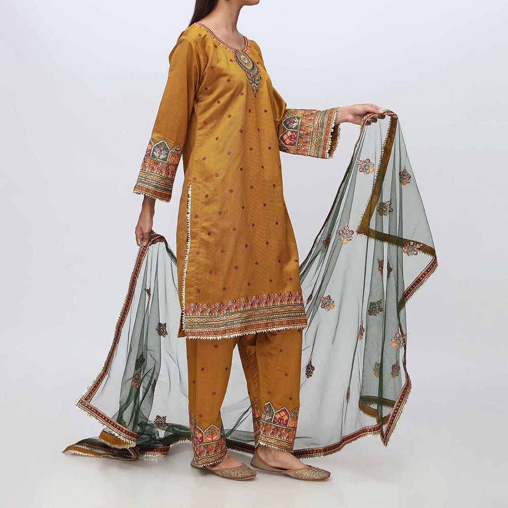 3PC- Embellished Khadi Net Suit PF3018