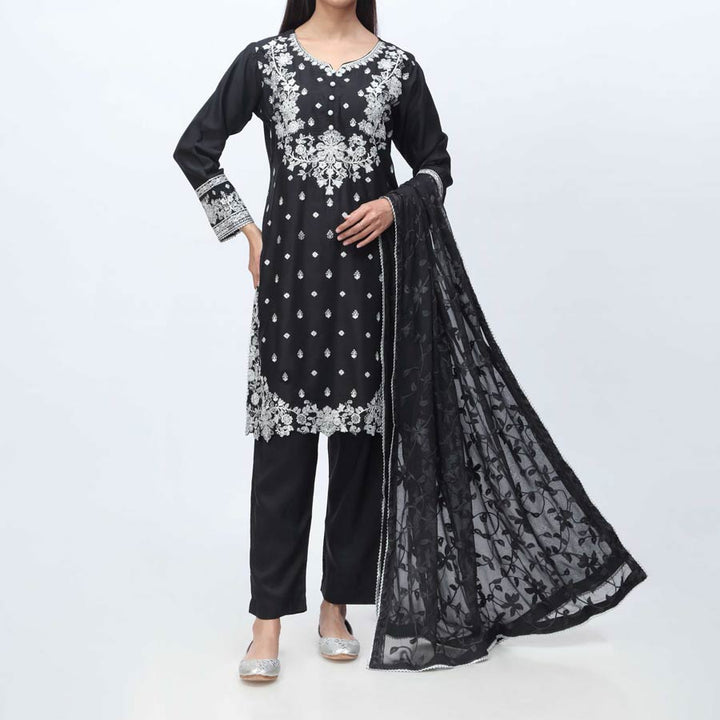 3PC- Embellished Viscose Suit PF3061