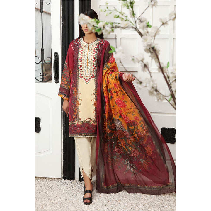 3PC- Printed Lawn Shirt with Dupatta & Trouser PS1061