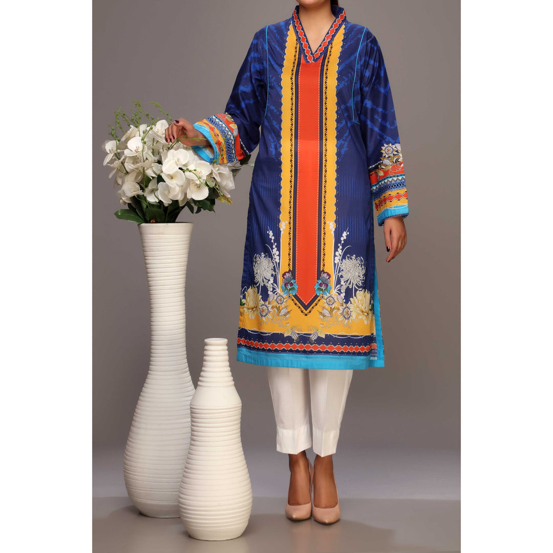 Blue Color Unstitched Digital Printed Lawn Shirt PS2424