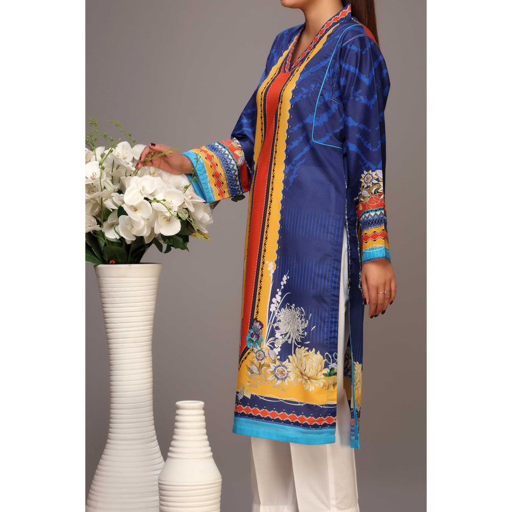 Blue Color Unstitched Digital Printed Lawn Shirt PS2424