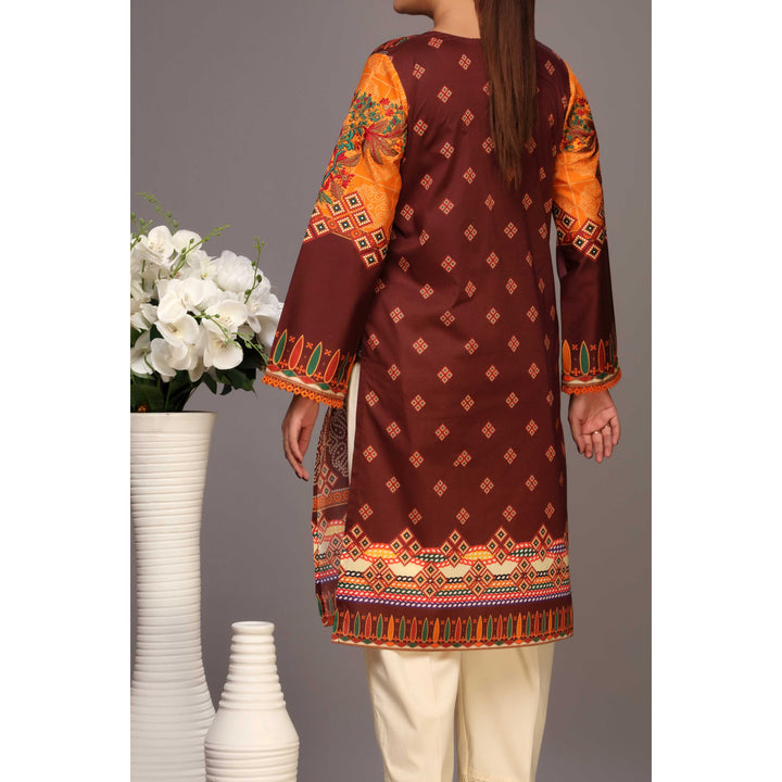 Brown Color Digital Printed Lawn Shirt PS2230