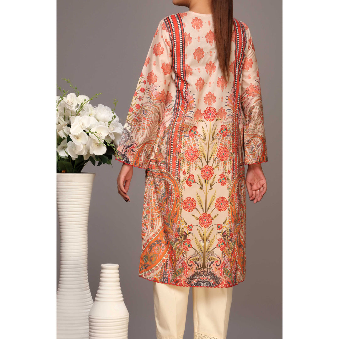 Beige Color Digital Printed Lawn Shirt PS2234