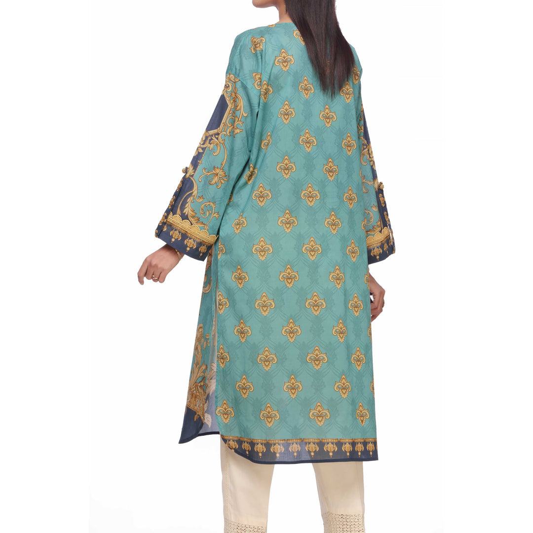 Blue Unstitched Digital Printed Lawn Embroidered Shirt PS2465