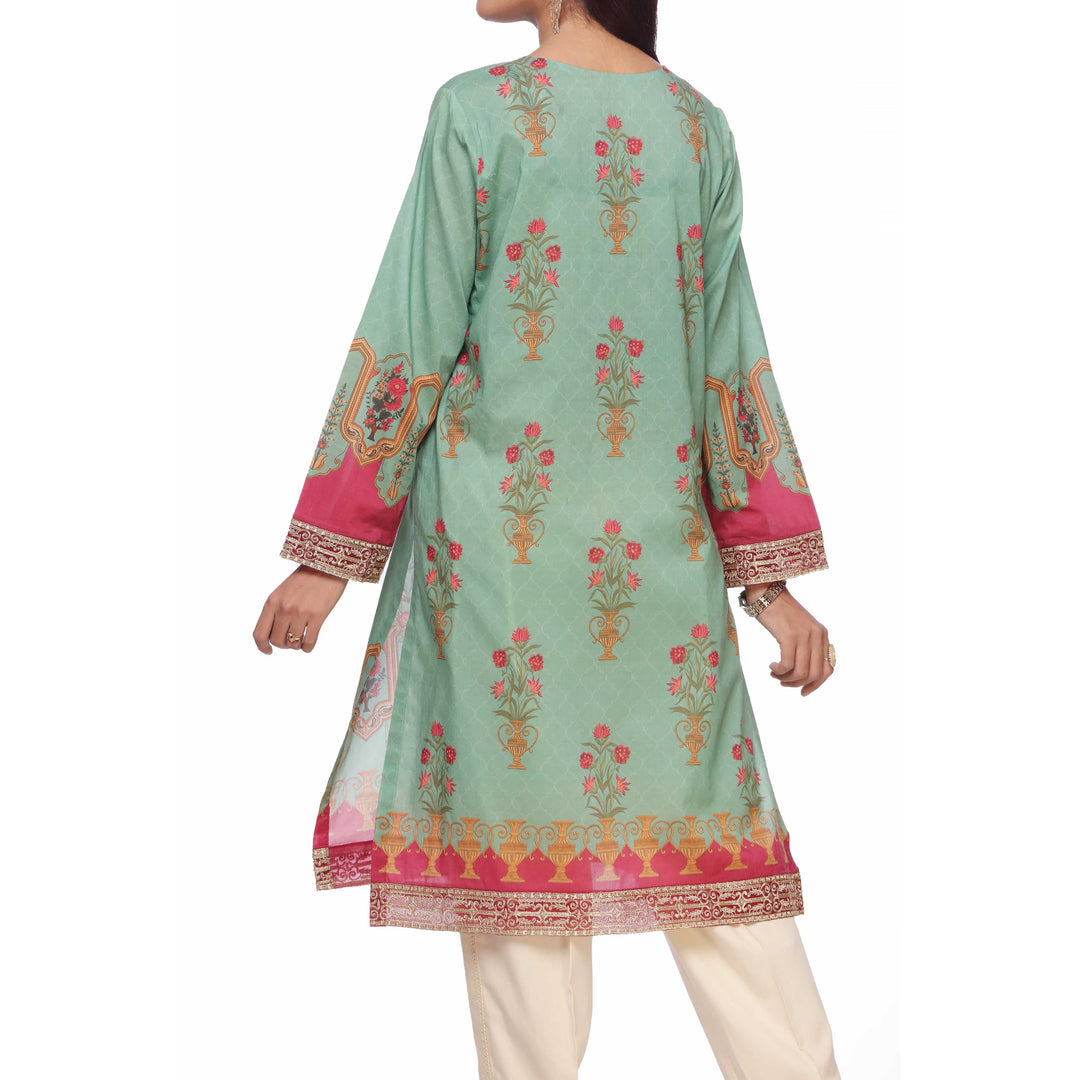 Green Digital Printed Lawn Embroidered Shirt PS2374