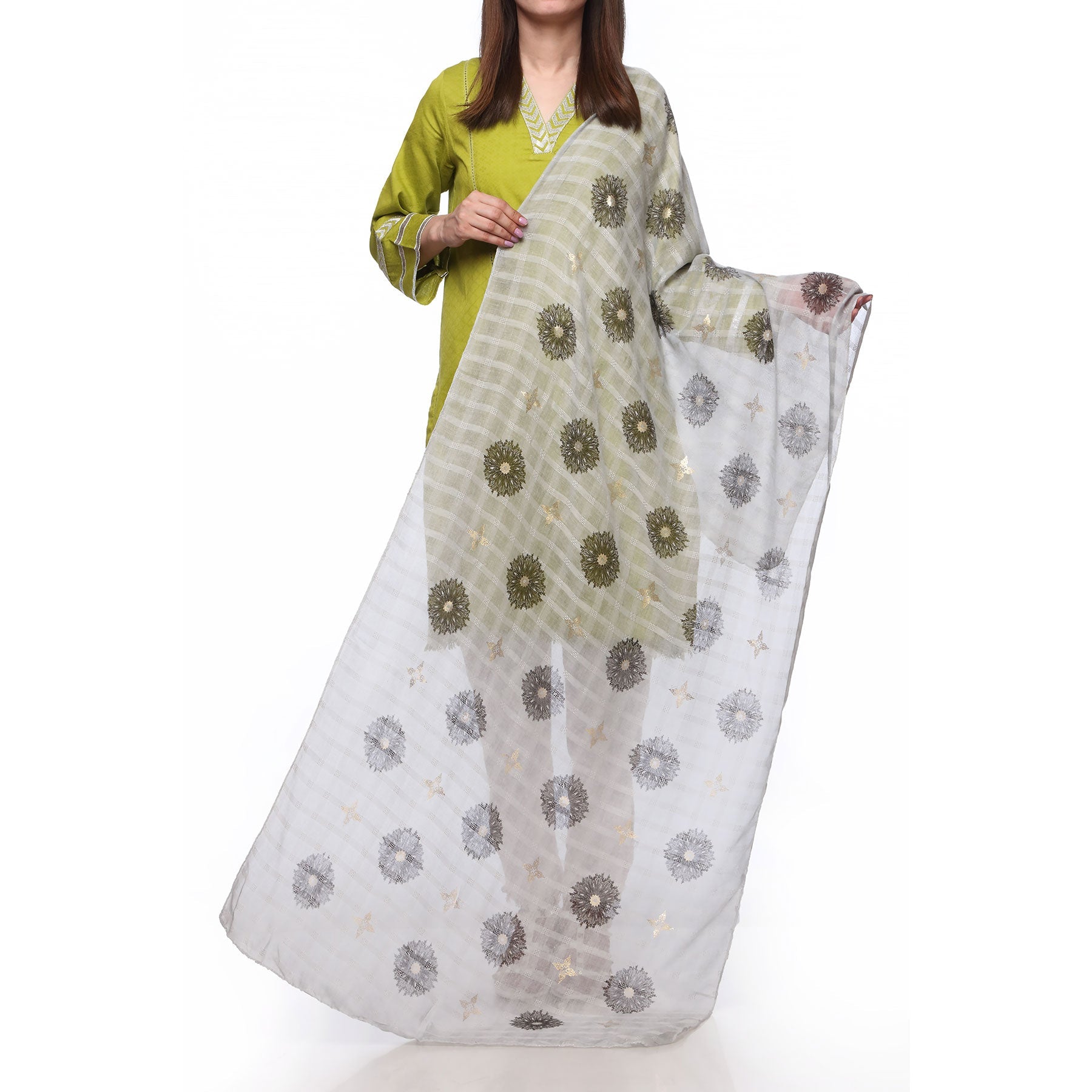 Silver Color Dyed Lawn Stole PS271216