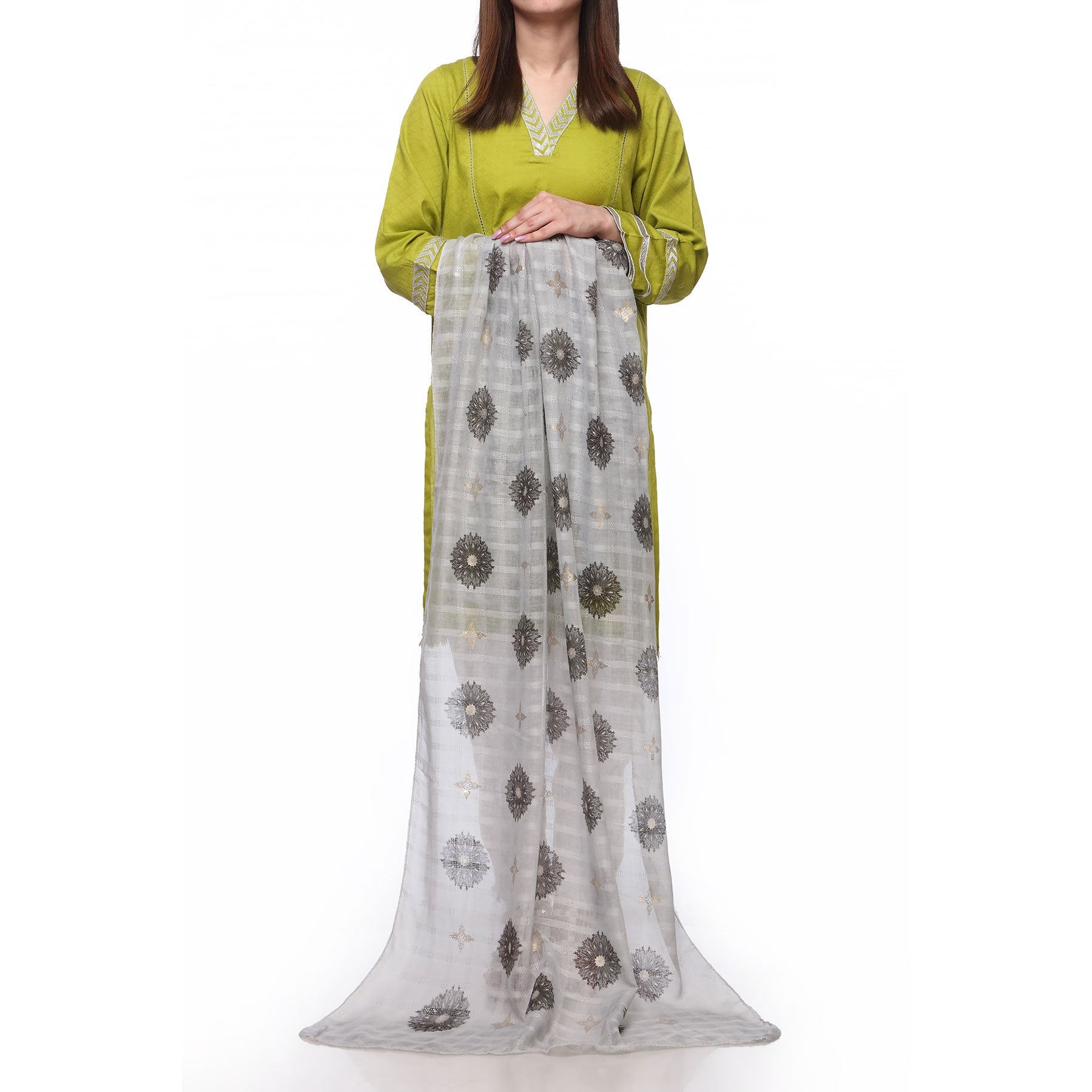 Silver Color Dyed Lawn Stole PS271216