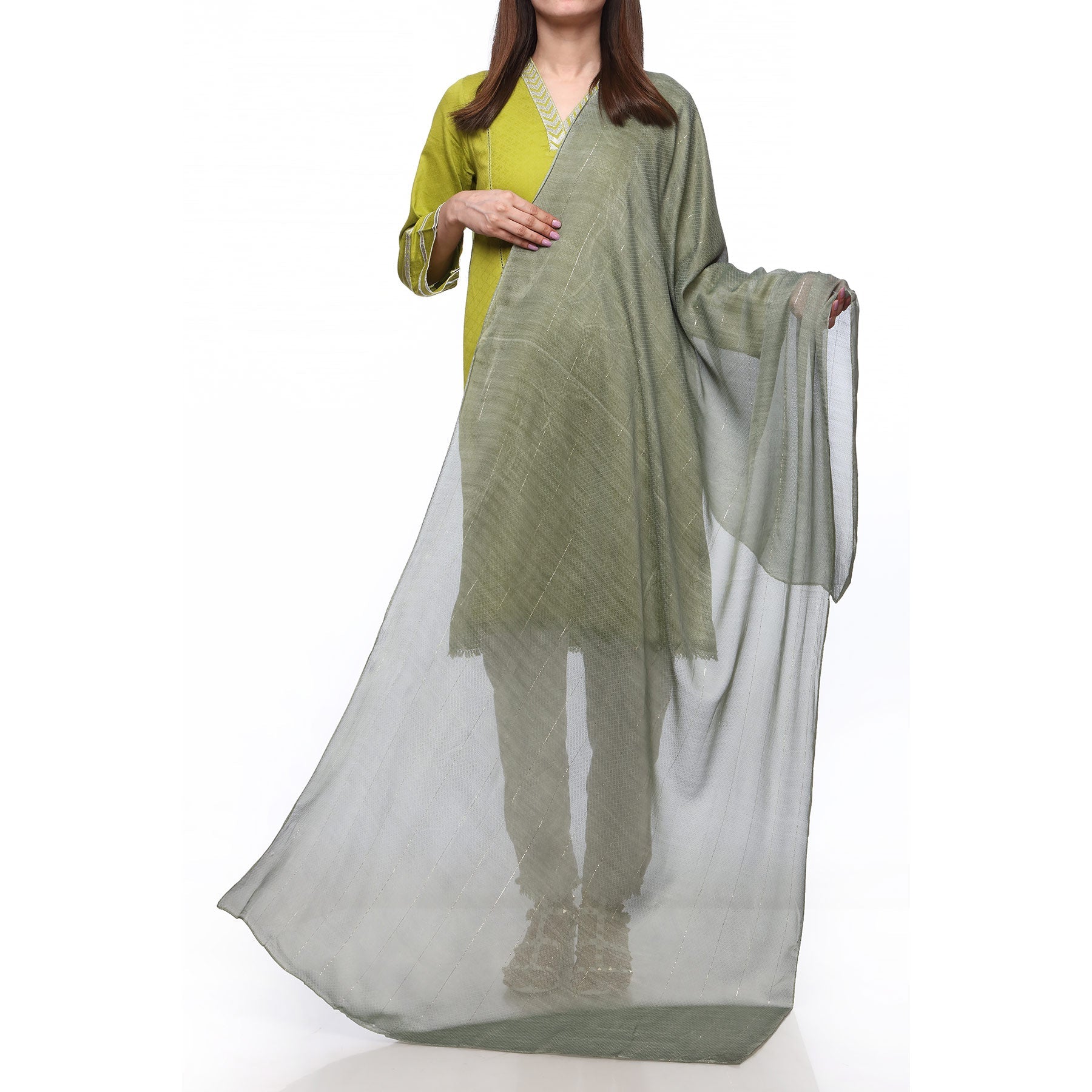 Green Color Dyed Lawn Stole PS272211