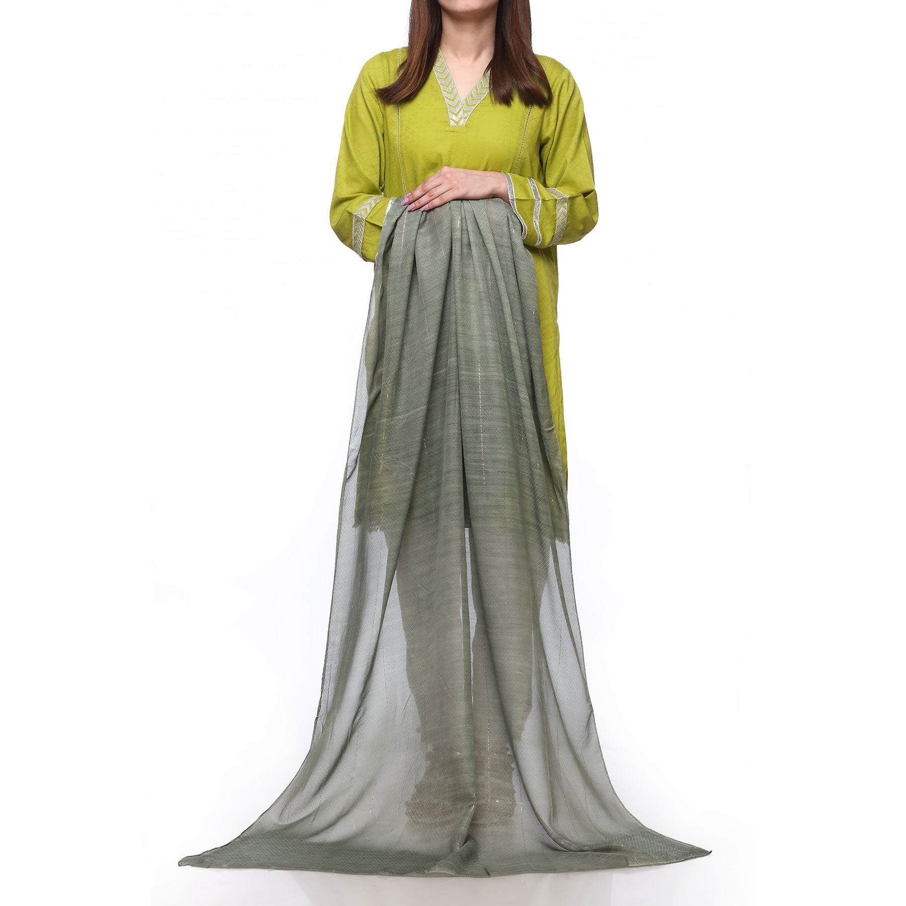 Green Color Dyed Lawn Stole PS272211
