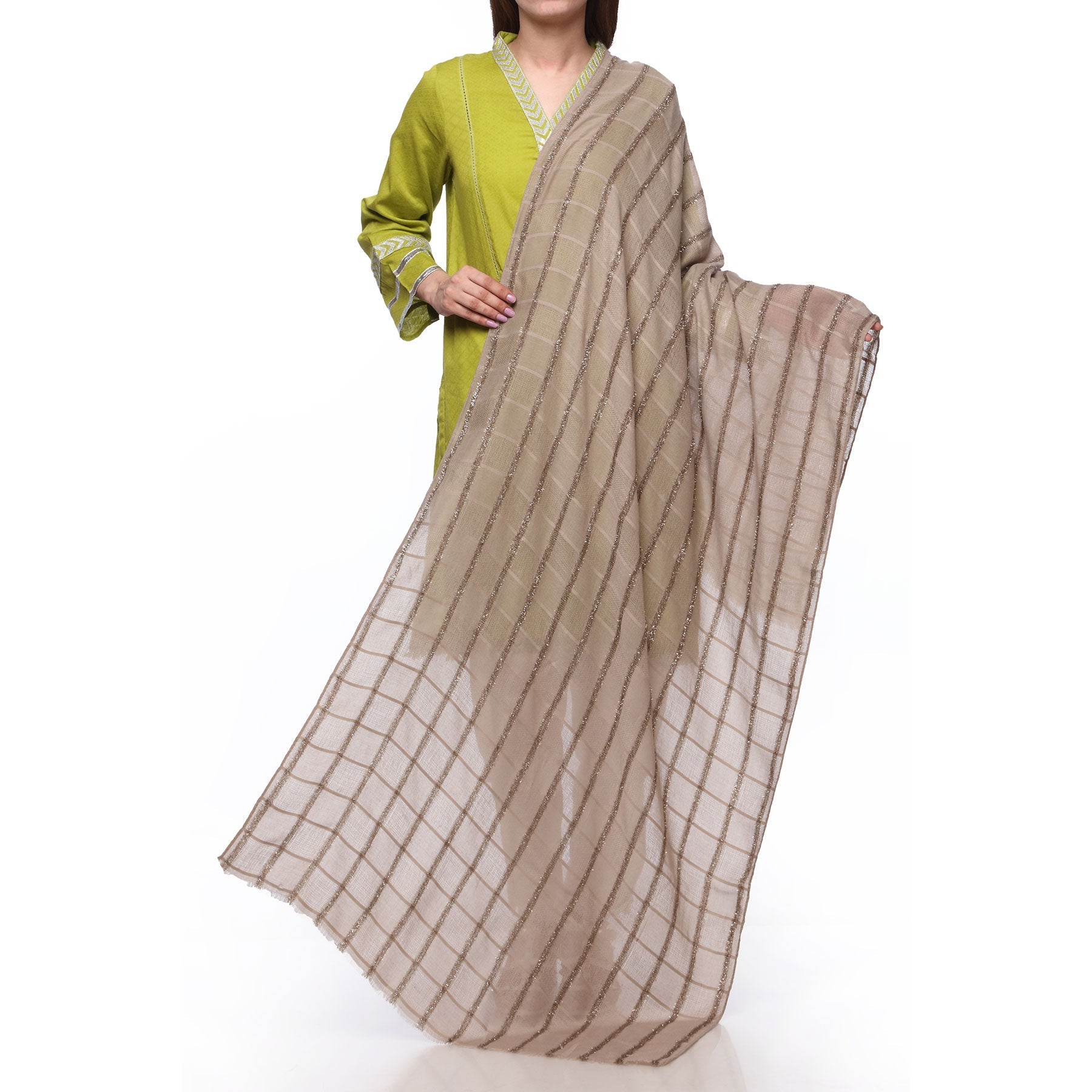 Olive Color Dyed Lawn Stole PS272440