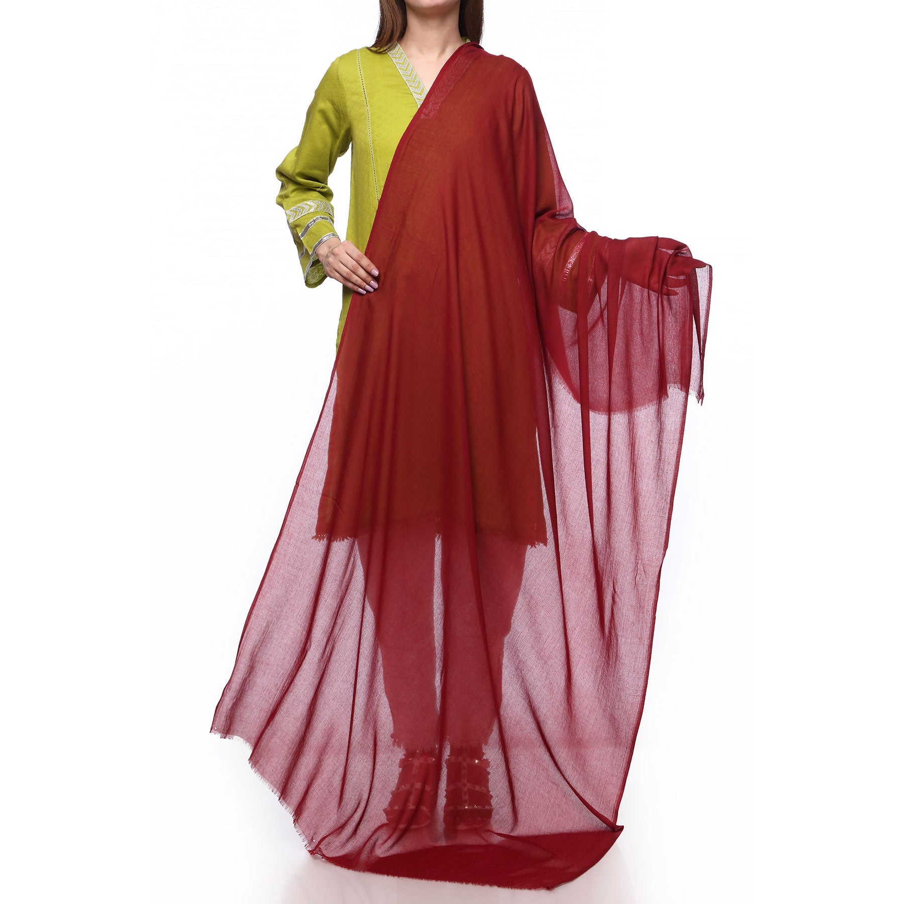 Maroon Color Dyed Lawn Stole PS272505
