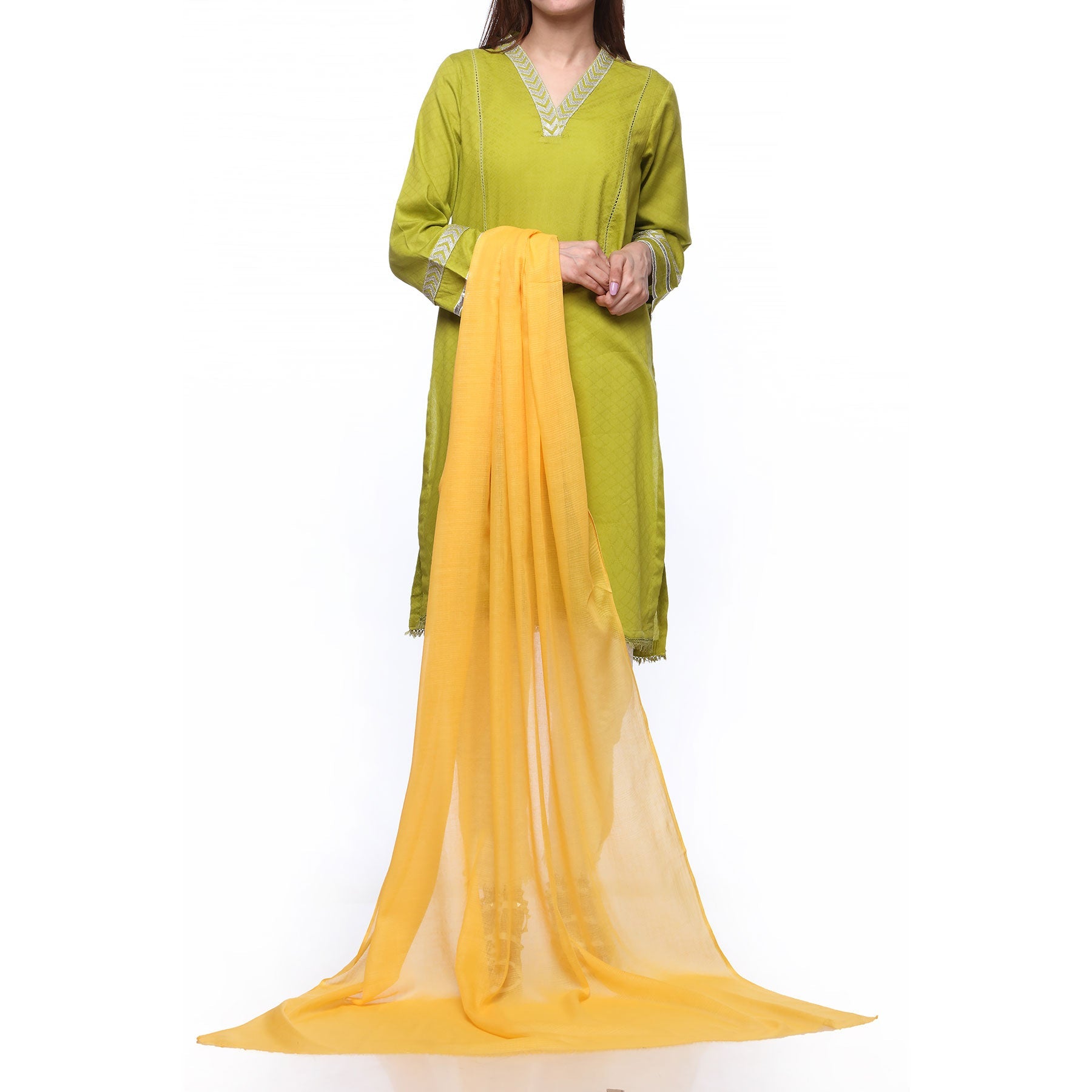 Yellow Color Dyed Lawn Stole PS272520