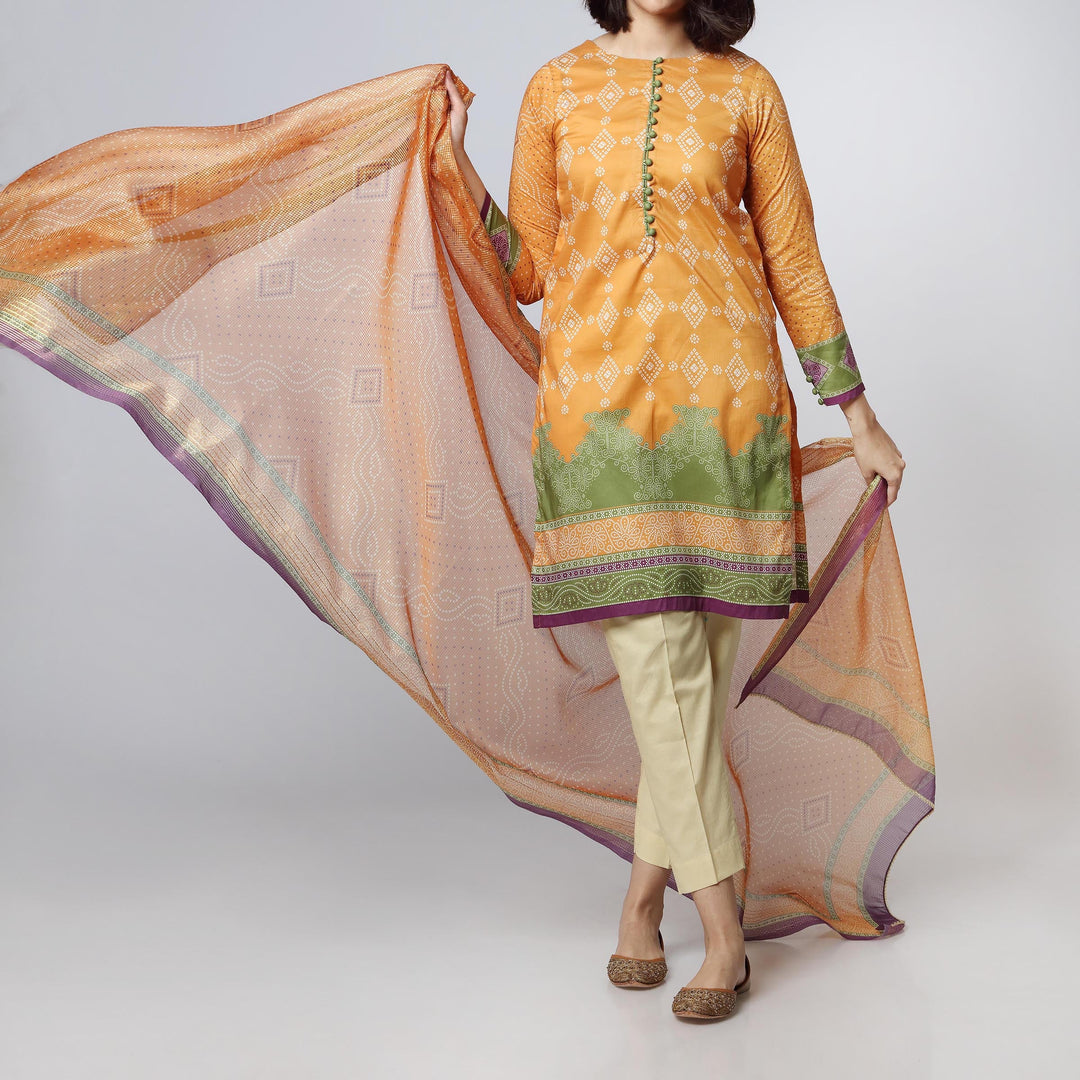 2PC- Digital Printed Lawn Shirt With Dupatta PS3148