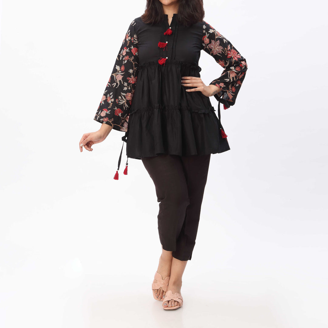 1PC- Embellished Cambric Shirt PS3348