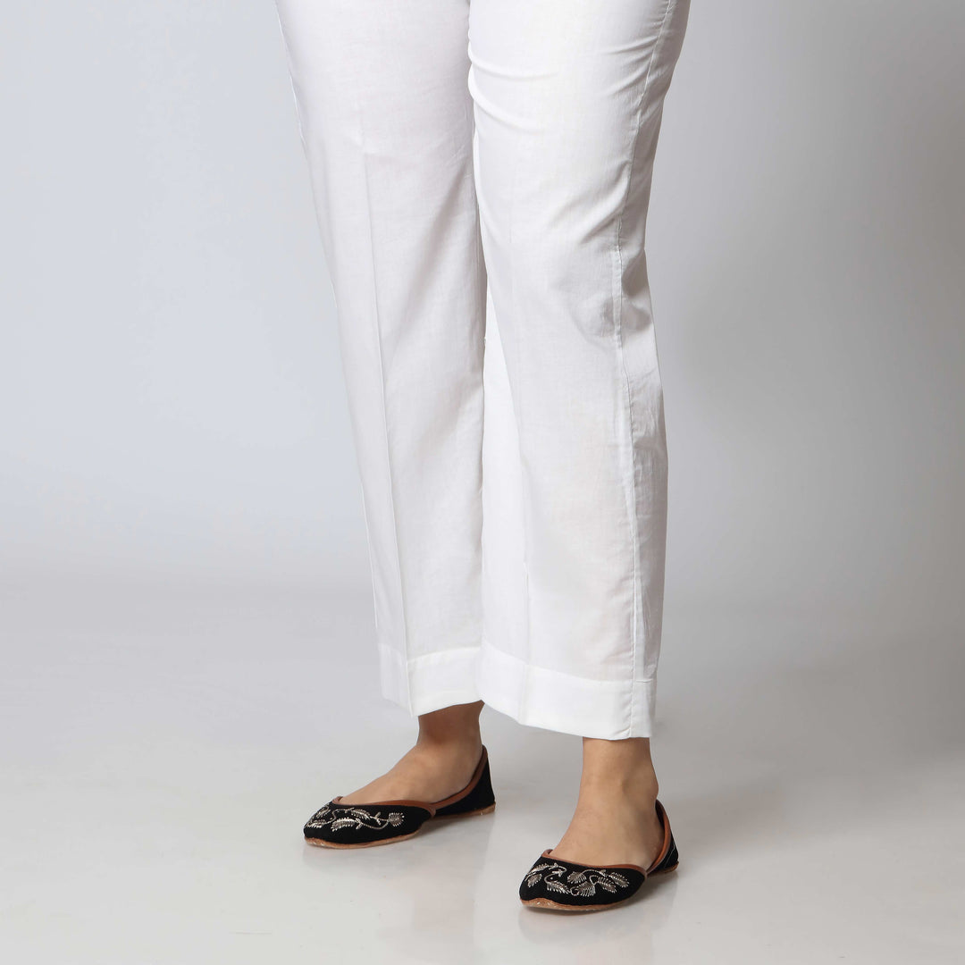 White Cambric Plain Slim Fit Trouser PS3510