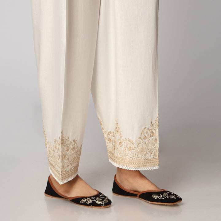 White Cambric Shalwar  PS3523