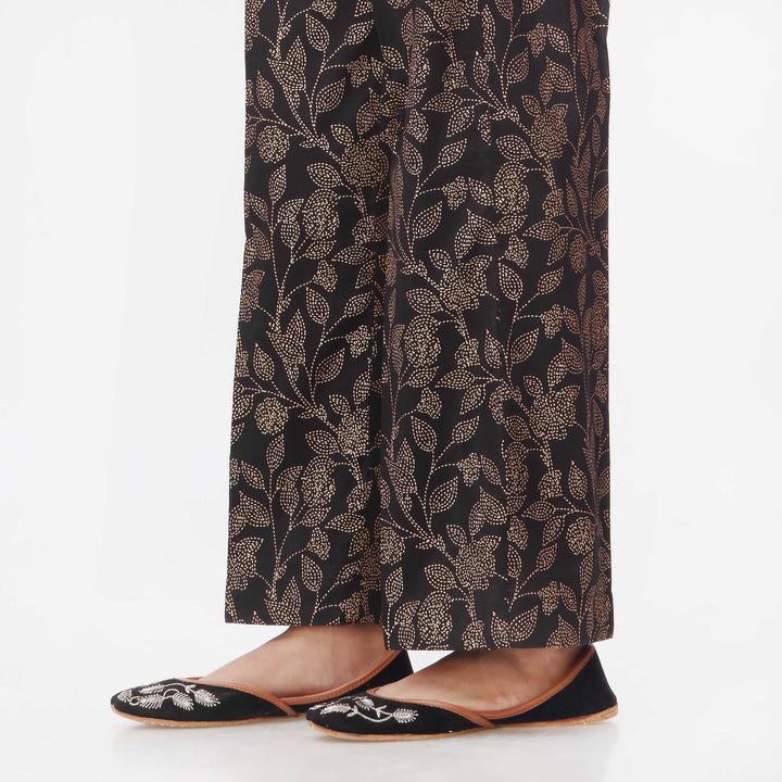 Black Printed Cambric Straight Fit Trouser PS3555