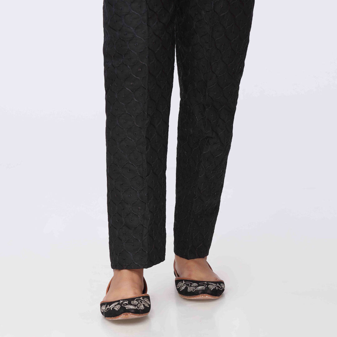 Black Embroidered Cambric Slim Fit Trouser PS3565