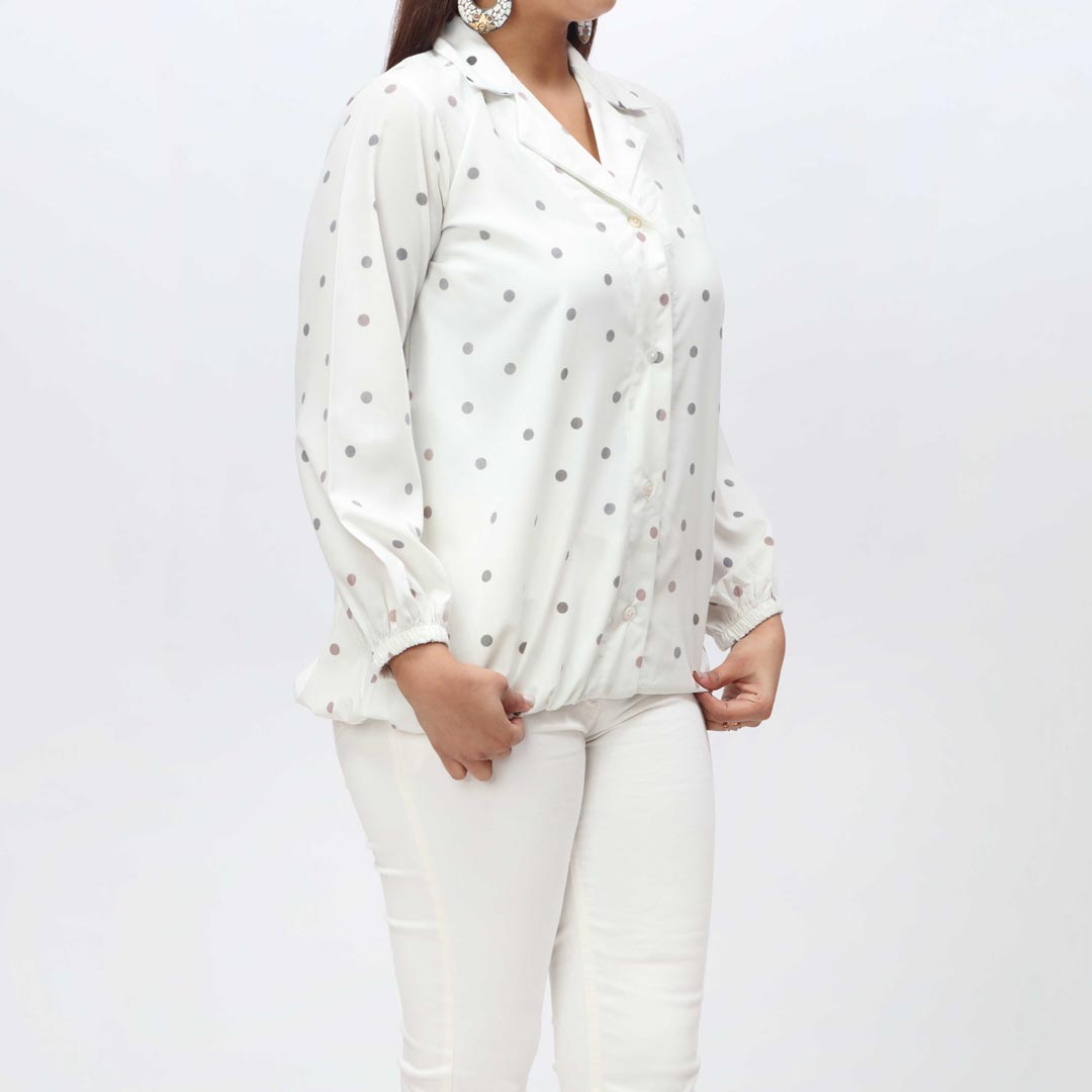 1PC- Printed Polka Dot Cambric Top PS4183