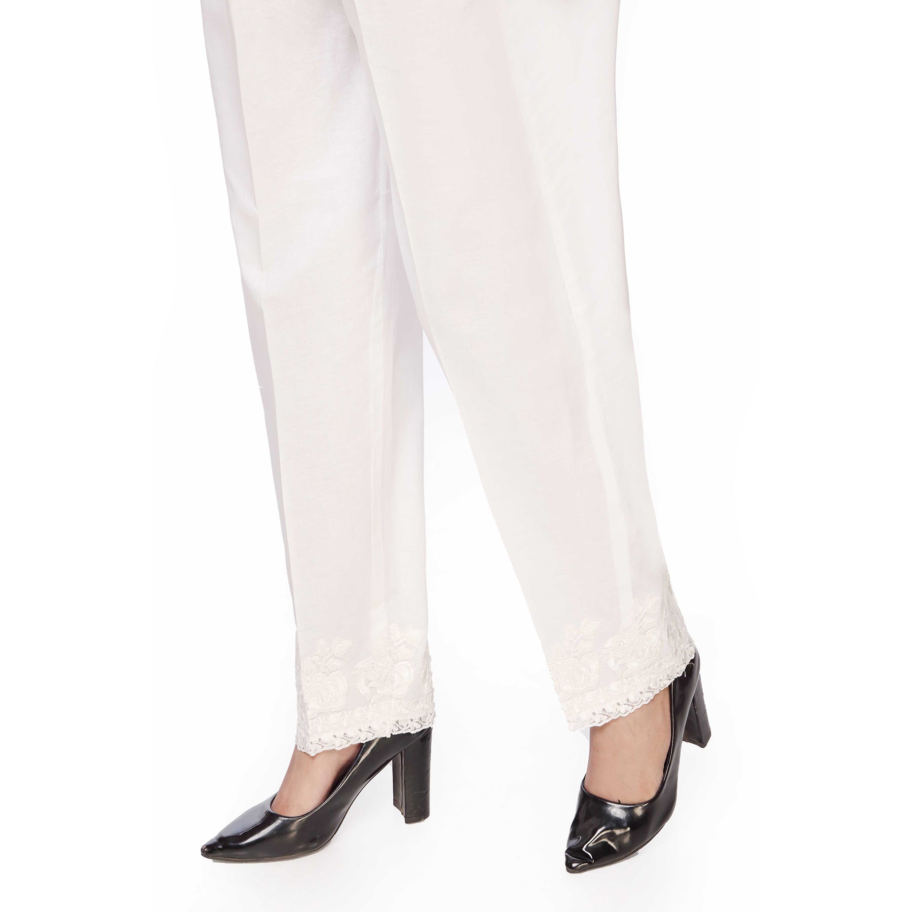 Slim Fit Embellished Raw Silk Trousers