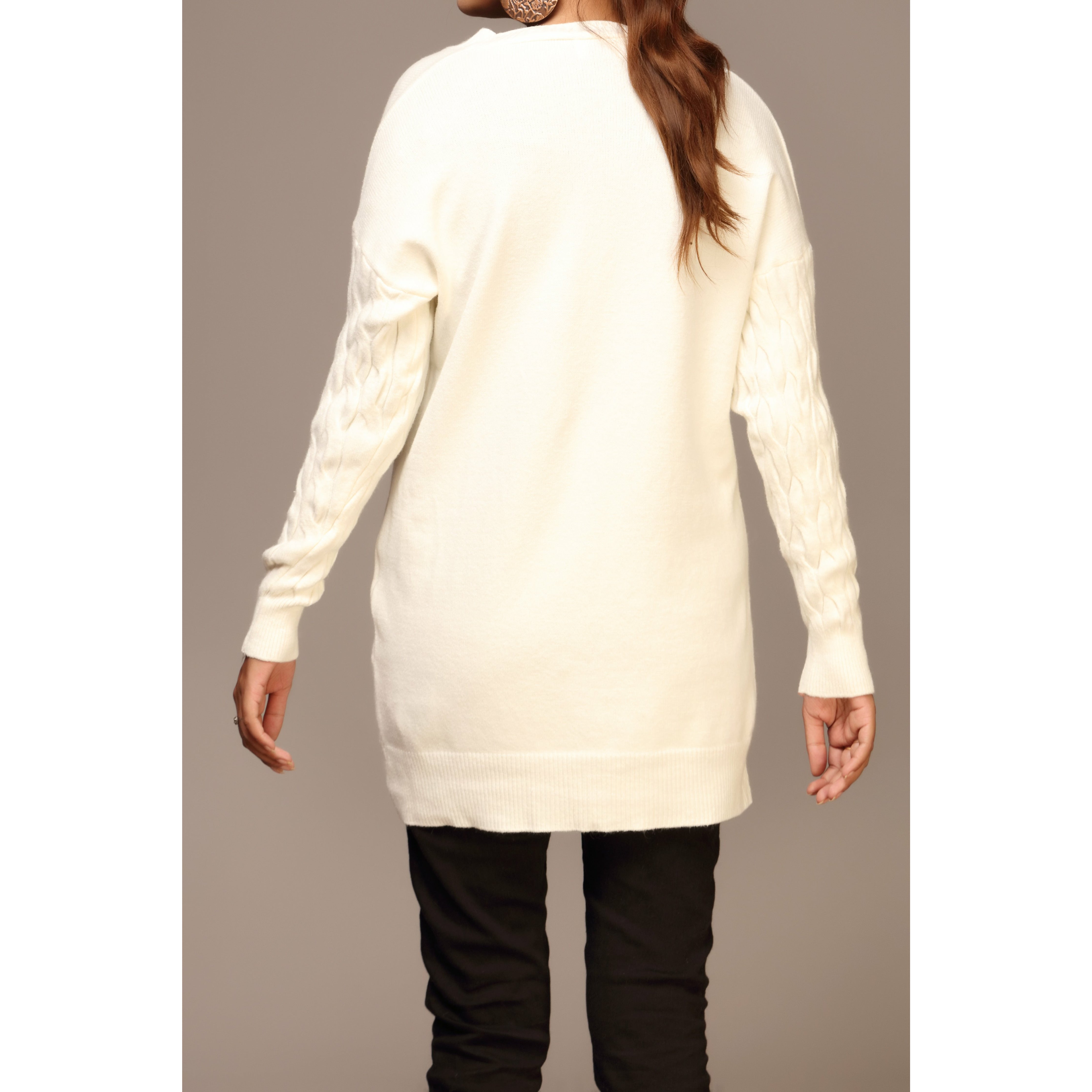 White Color Long Cardigan PW1900