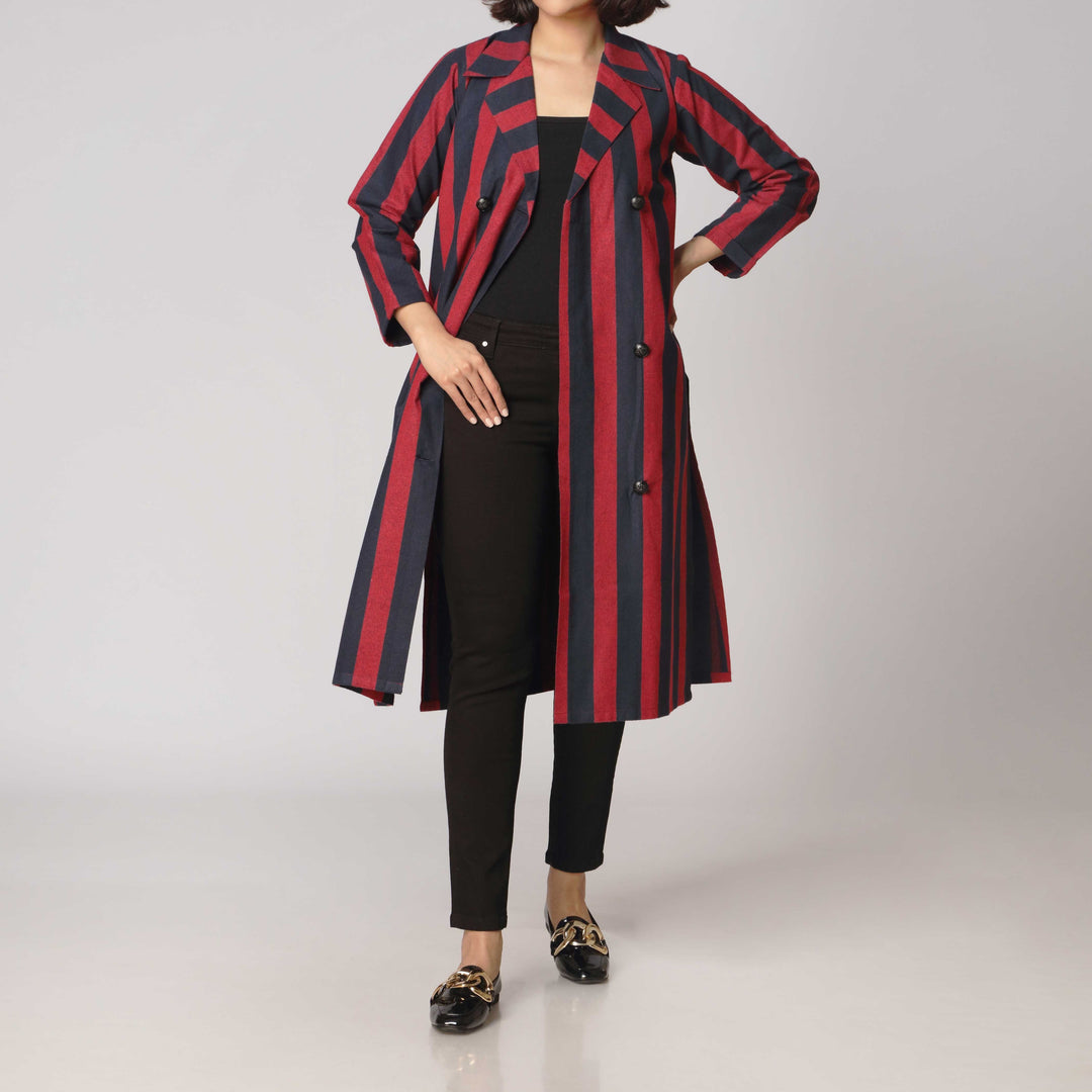 1PC- Stripe Over Coat