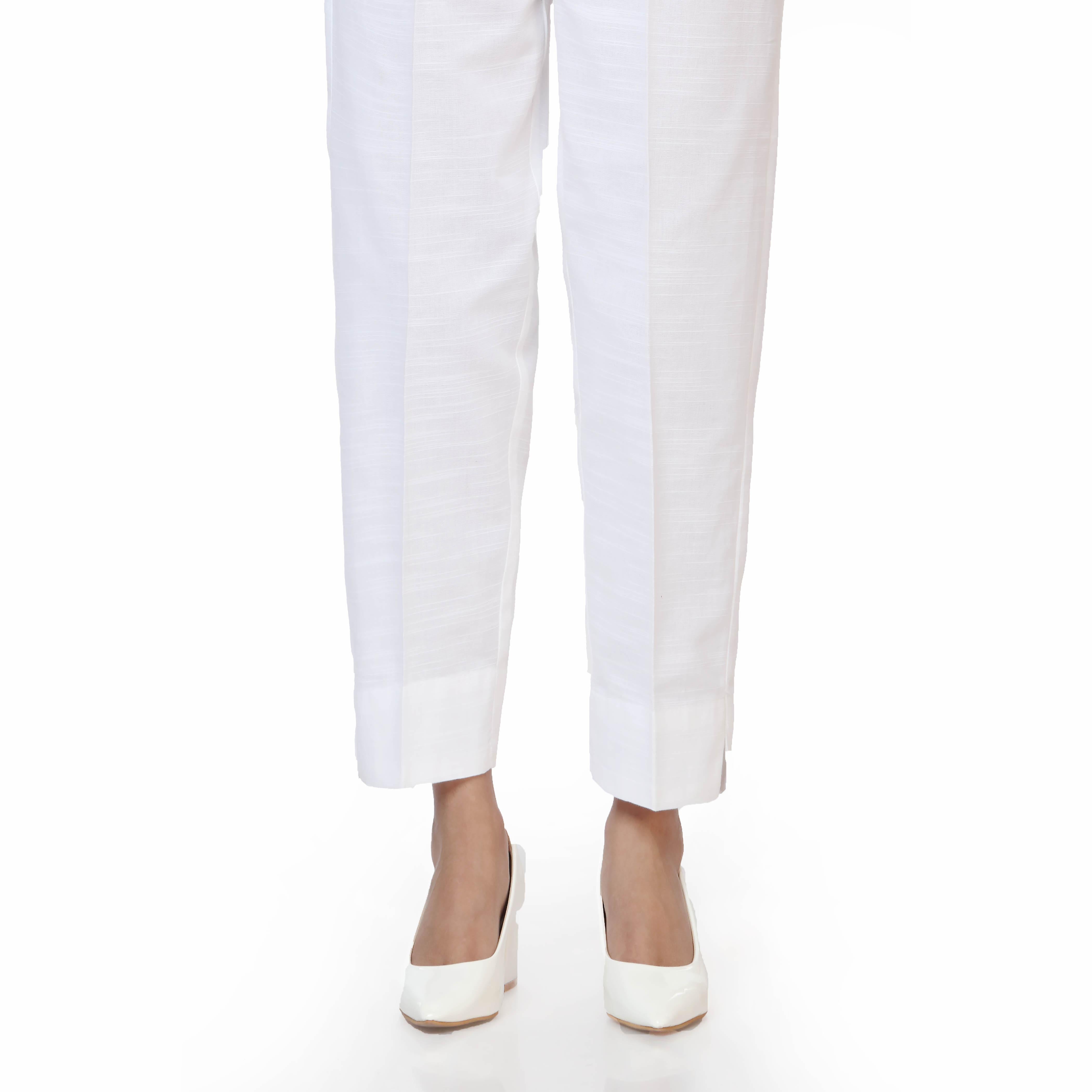 White Slim Fit Khaddar Trousers PW2508