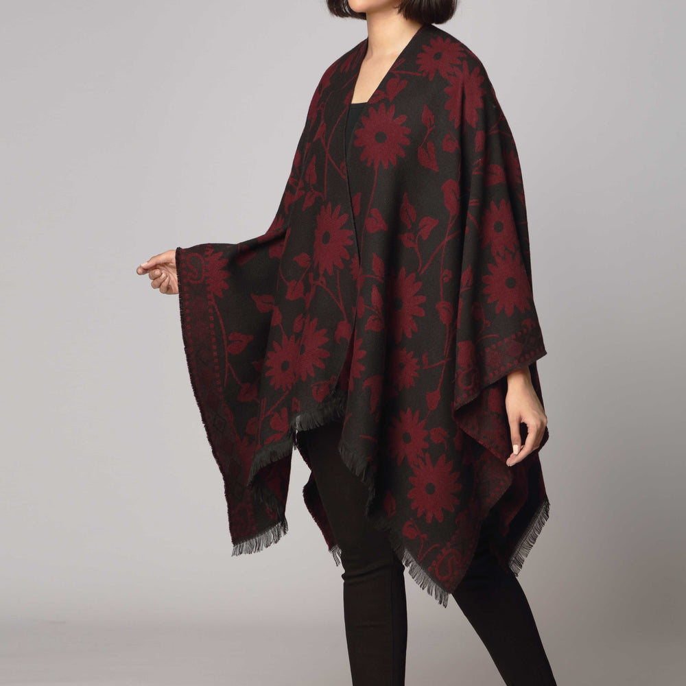 Maroon Cape Shawl PW2816