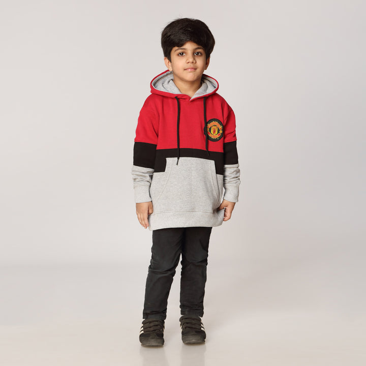 Boys Red Fleece Puller Hoodie PW2860