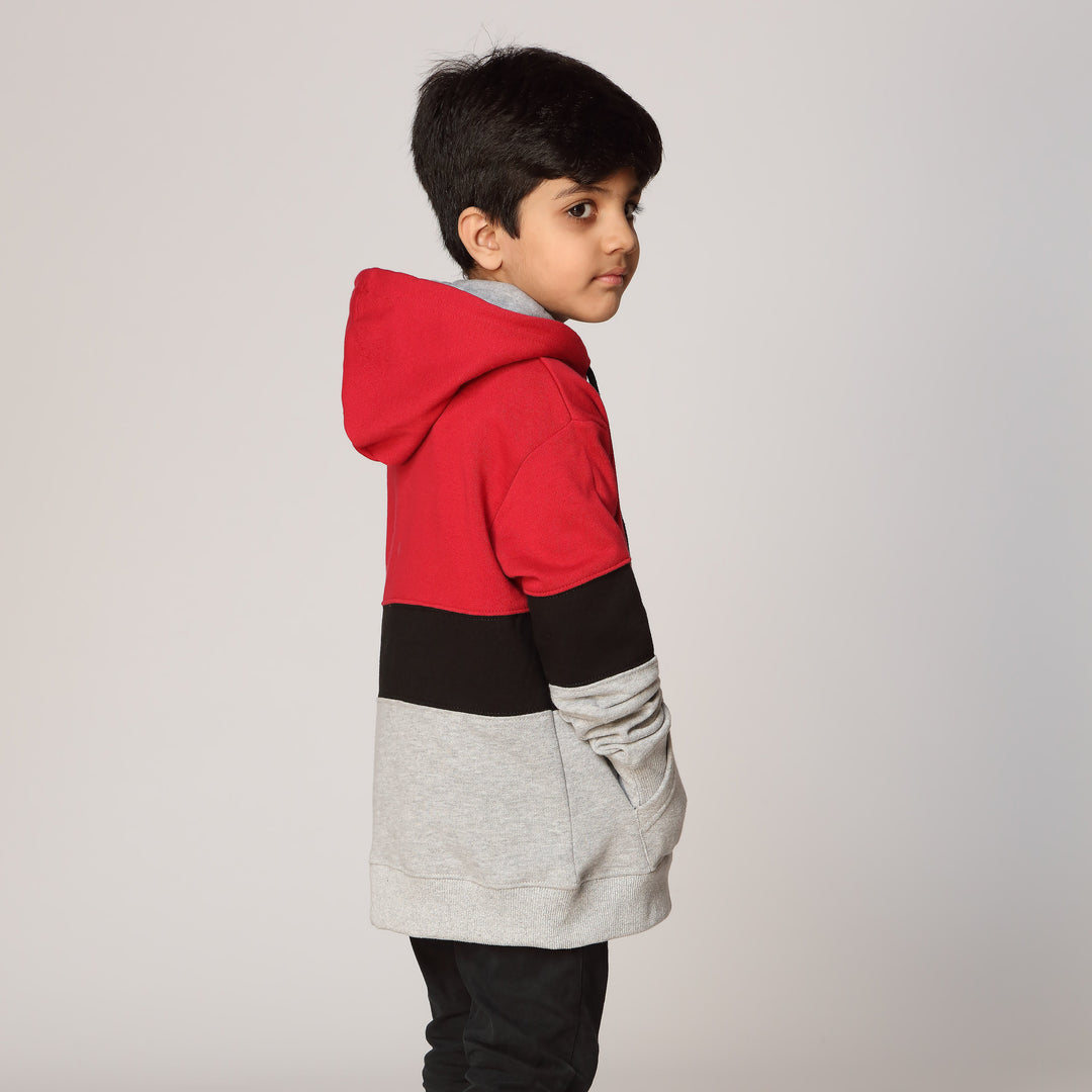 Boys Red Fleece Puller Hoodie PW2860