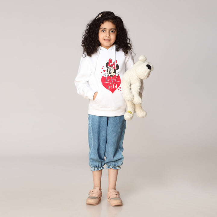 Girls White Fleece Puller Hoodie PW2864