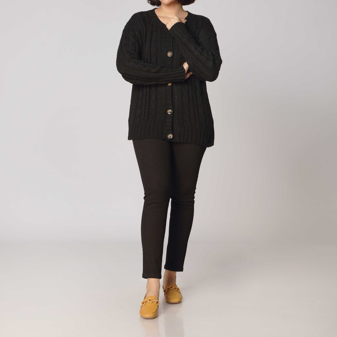 Black Mid Length Cardigan PW2900