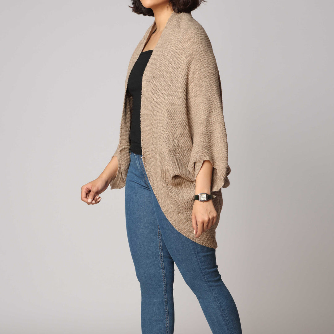 Beige Mid Length Cardigan PW2905