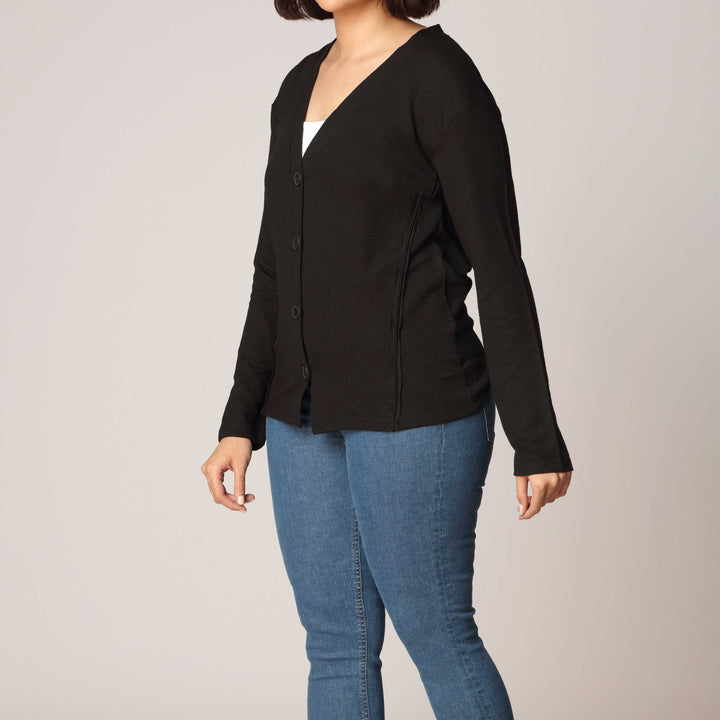 Black Mid Length Cardigan PW2907