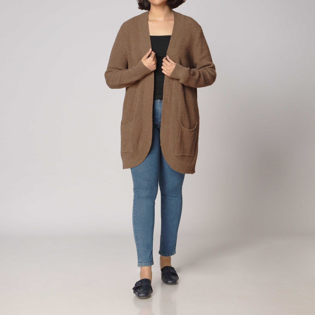 Brown Long Cardigan PW2913