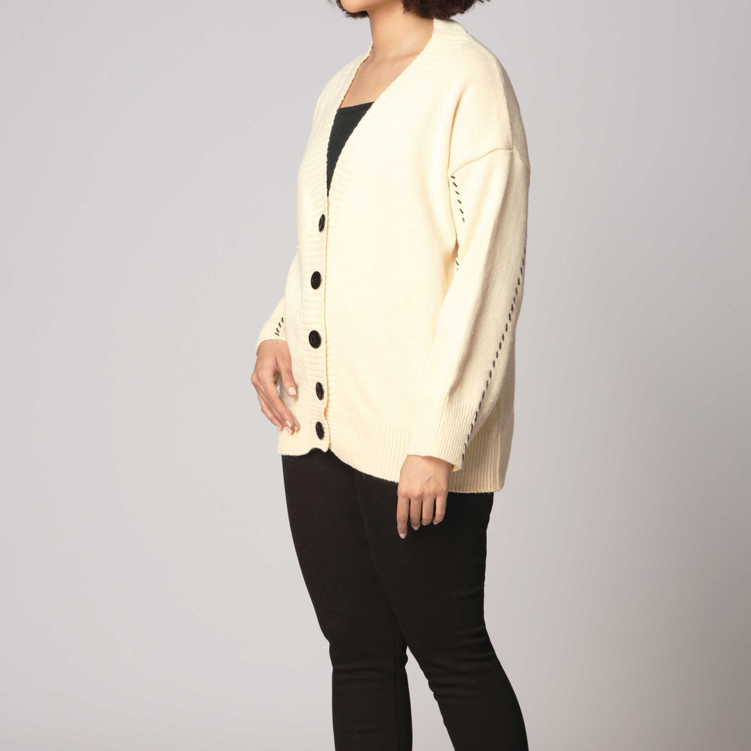 White Mid Length Cardigan PW2916