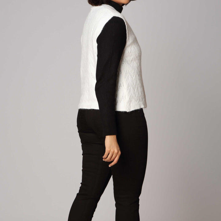 White Sleevelss Cardigan PW2917