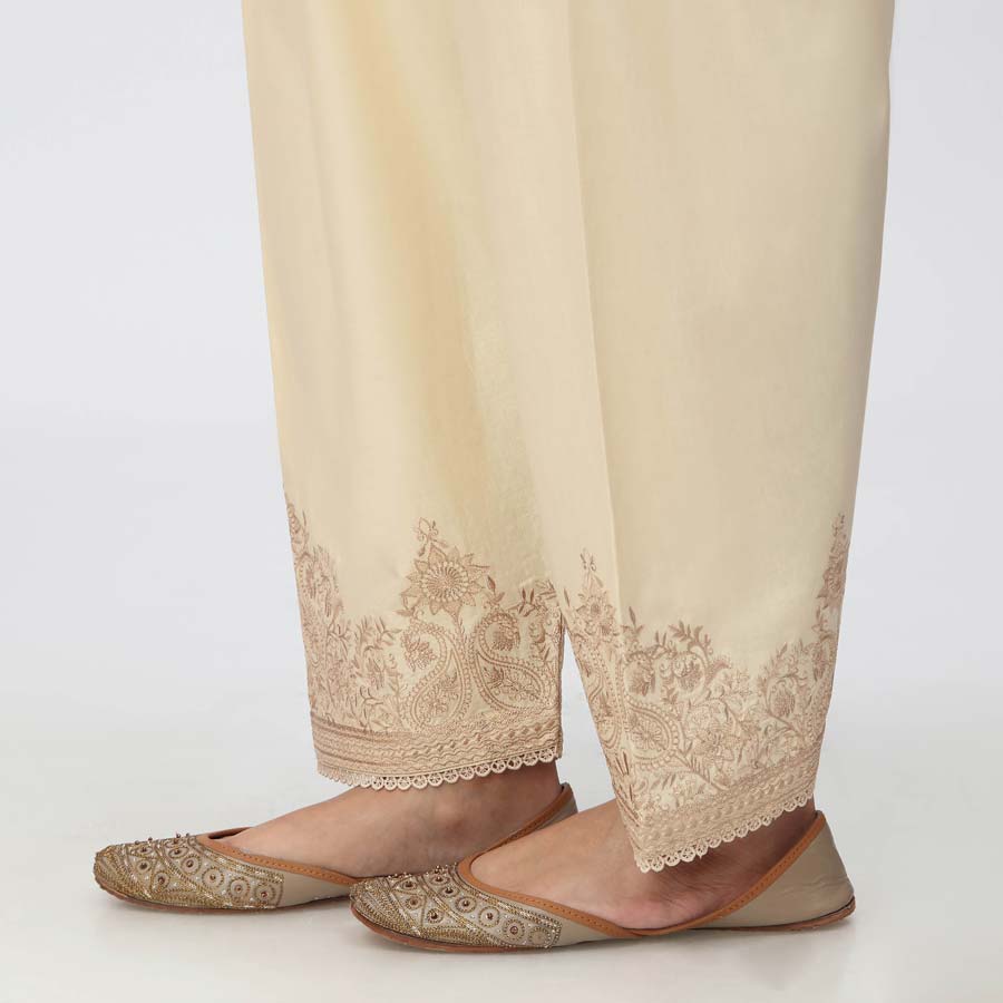 Beige Embroidered Cambric Shalwar PW3586