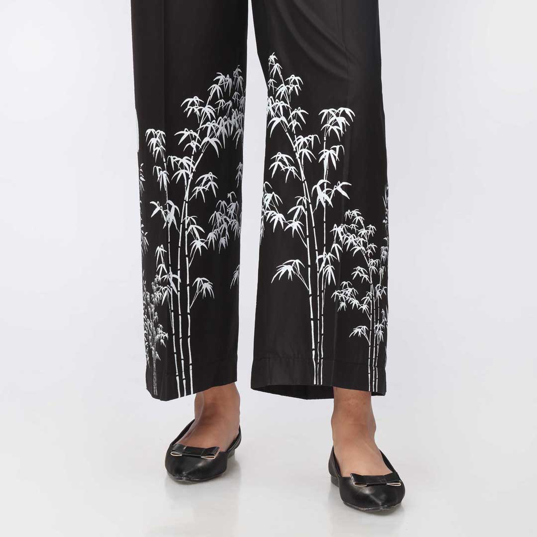 Black Printed Cambric Straight Fit Trouser PW3591