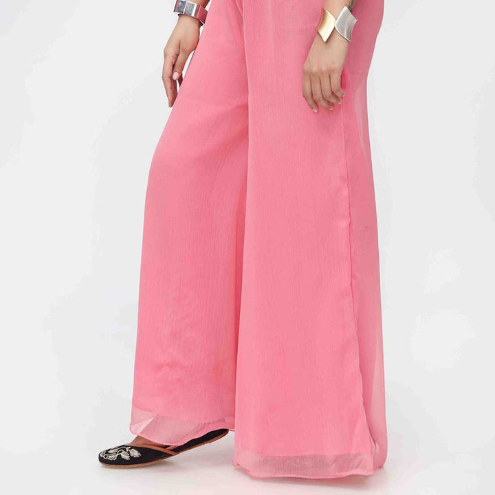 Pink Dyed Chiffon Plazo PW3621