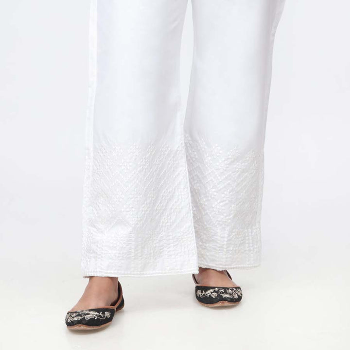 White Embroidered Cambric Trouser PW3659