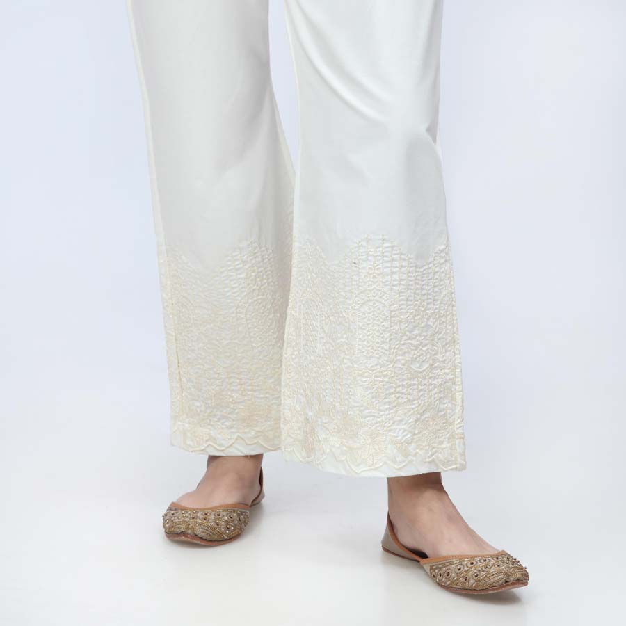 Cream Embroidered Cambric Trouser PW3661