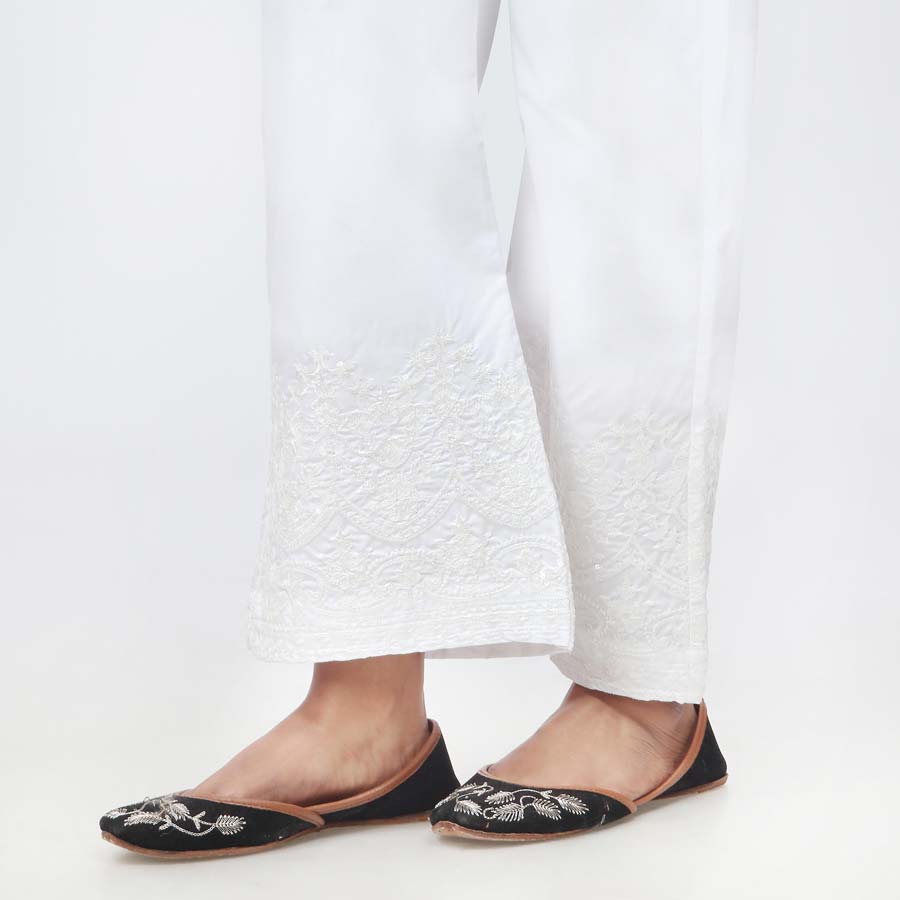 White Embroidered Cambric Trouser PW3664