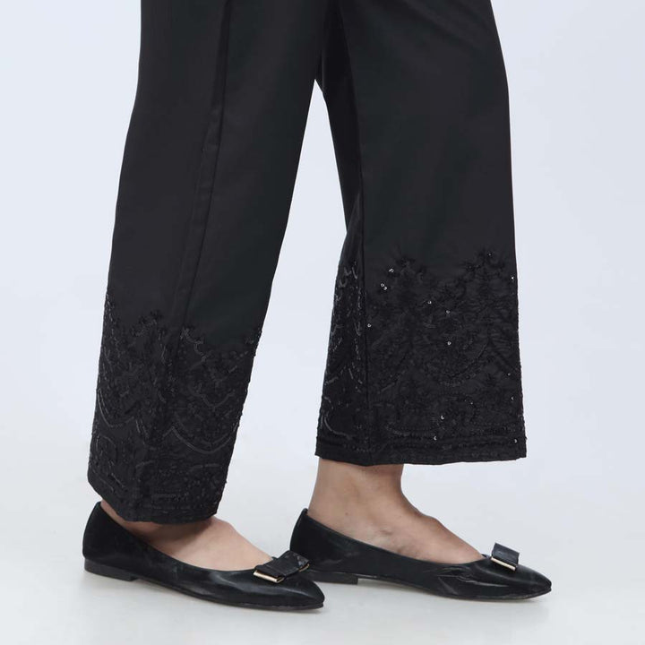 Black Embroidered Cambric Trouser PW3665