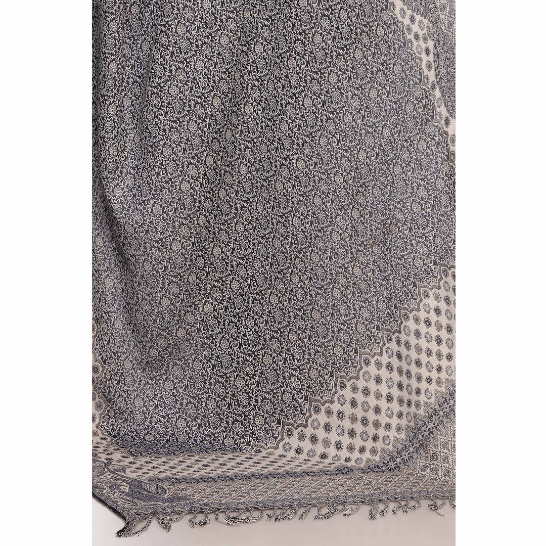 Grey Jacquard Shawl PW2703