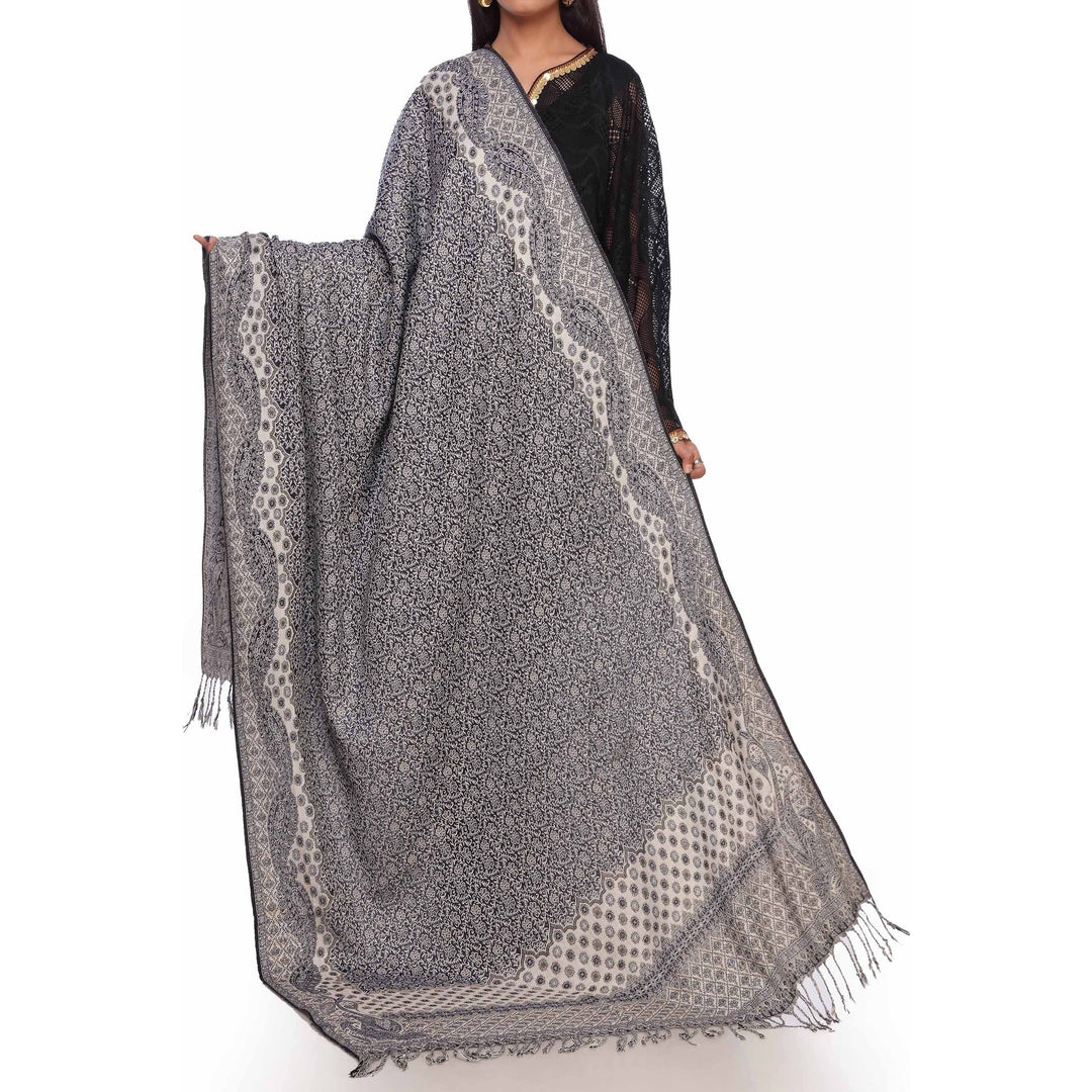 Grey Jacquard Shawl PW2703